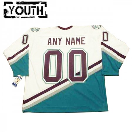 Barn Ishockey Anaheim Ducks Mighty Ducks tröja med eget tryck CCM Throwback Vit Authentic